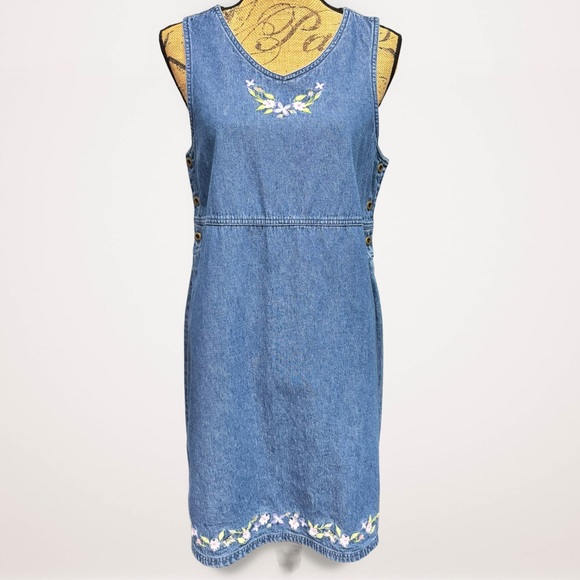 Classic Elements Dresses & Skirts - Vintage Classic Elements Blue Denim Sleeveless Dress Medium 10/12 100% Cotton